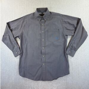 Ariat Pro Series Men's Medium Brown Blue Plaid Long Sleeve Western Cowboy Shirt